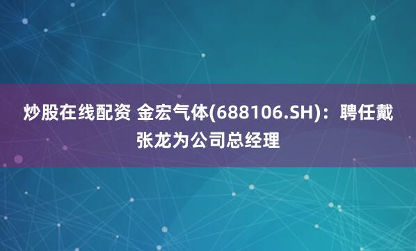 炒股在线配资 金宏气体(688106.SH)：聘任戴张龙为公司总经理